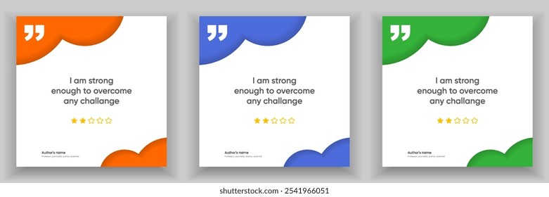 3D bubble testimonial banner, quote, infographic. Social media post template designs for quotes. Empty speech bubbles, quote bubbles and text box. Vector Illustration EPS10.