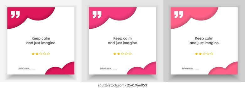 3D bubble testimonial banner, quote, infographic. Social media post template designs for quotes. Empty speech bubbles, quote bubbles and text box. Vector Illustration EPS10.