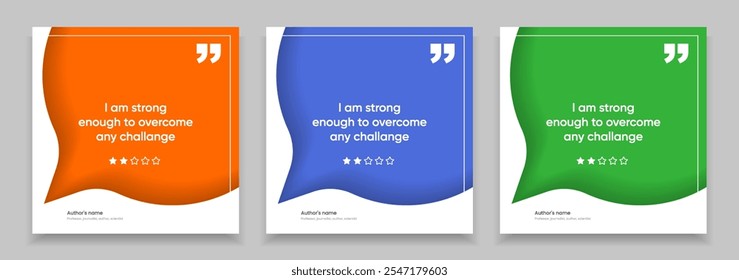 3D bubble testimonial banner, quote, infographic. Social media post template designs for quotes. Empty speech bubbles, quote bubbles and text box. Vector Illustration EPS10.