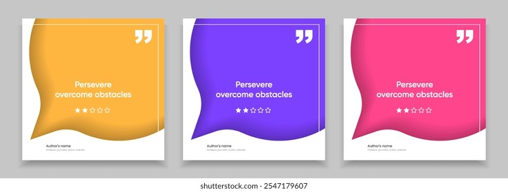 3D bubble testimonial banner, quote, infographic. Social media post template designs for quotes. Empty speech bubbles, quote bubbles and text box. Vector Illustration EPS10.