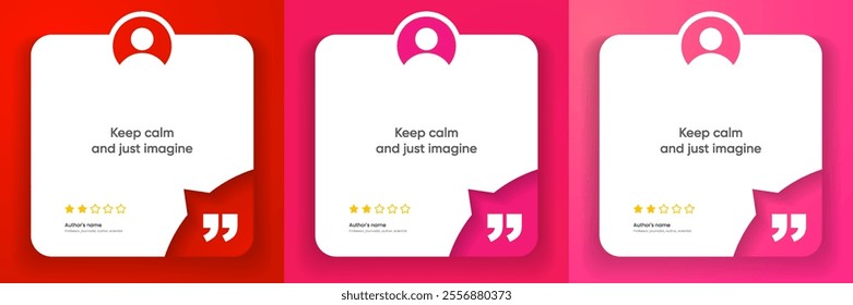3D bubble testimonial banner, quote, infographic. Social media post template designs for quotes. Empty speech bubbles, quote bubbles and text box. Vector Illustration EPS10.