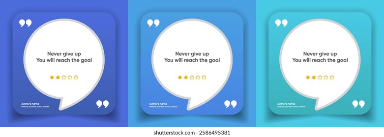 3D bubble testimonial banner, quote, infographic. Social media post template designs for quotes. Empty speech bubbles, quote bubbles and text box. Vector Illustration EPS10.