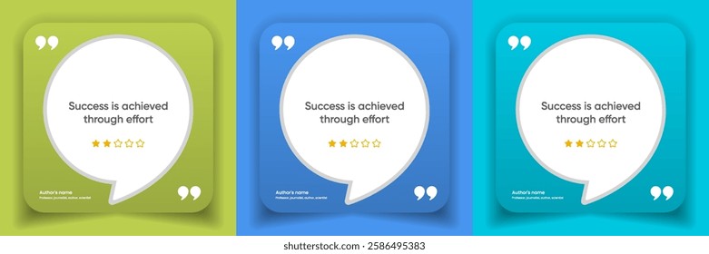 3D bubble testimonial banner, quote, infographic. Social media post template designs for quotes. Empty speech bubbles, quote bubbles and text box. Vector Illustration EPS10.