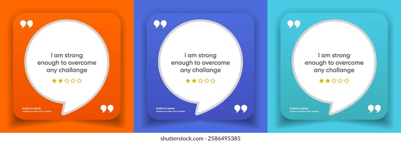 3D bubble testimonial banner, quote, infographic. Social media post template designs for quotes. Empty speech bubbles, quote bubbles and text box. Vector Illustration EPS10.