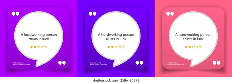 3D bubble testimonial banner, quote, infographic. Social media post template designs for quotes. Empty speech bubbles, quote bubbles and text box. Vector Illustration EPS10.