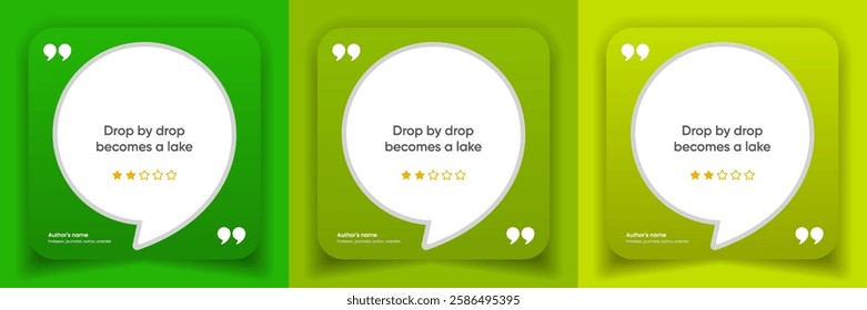 3D bubble testimonial banner, quote, infographic. Social media post template designs for quotes. Empty speech bubbles, quote bubbles and text box. Vector Illustration EPS10.