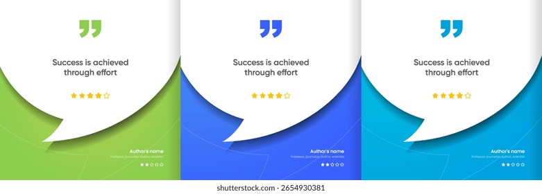 3D bubble testimonial banner, quote, infographic. Social media post template designs for quotes. Empty speech bubbles, quote bubbles and text box. Vector Illustration EPS10.