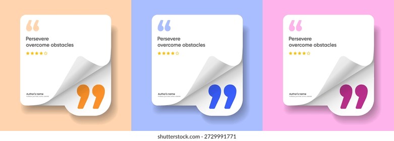 Anuncio testimonial de la burbuja 3D, cita, infografía. Los medios sociales publican diseños de Plantillas para citas. Burbujas de discurso vacías, burbujas de cita y cuadro de texto. Ilustración vectorial EPS10.