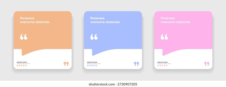 3D-Blase Testimonial Banner, Zitat, Infografik. Designs für Angebote für Social Media-Beiträge. Leere Sprechblasen, Zitatblasen und Textfeld. Vektorgrafik EPS10.