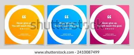 3D bubble testimonial banner, quote, infographic. Social media post template designs for quotes. Empty speech bubbles, quote bubbles and text box. Vector Illustration EPS10.