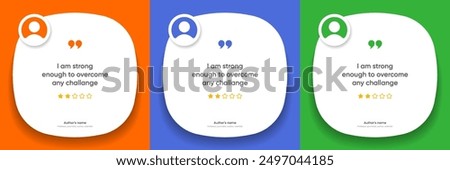 3D bubble testimonial banner, quote, infographic. Social media post template designs for quotes. Empty speech bubbles, quote bubbles and text box. Vector Illustration EPS10.