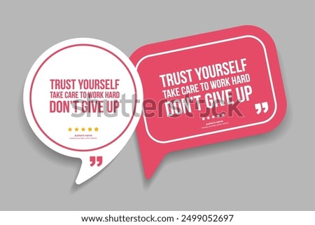3D bubble testimonial banner, quote, infographic. Social media post template designs for quotes. Empty speech bubbles, quote bubbles and text box. Vector Illustration EPS10.