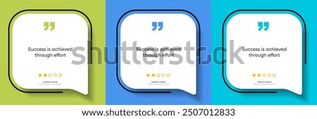 3D bubble testimonial banner, quote, infographic. Social media post template designs for quotes. Empty speech bubbles, quote bubbles and text box. Vector Illustration EPS10.