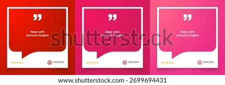 3D bubble testimonial banner, quote, infographic. Social media post template designs for quotes. Empty speech bubbles, quote bubbles and text box. Vector Illustration EPS10.