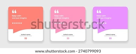 3D bubble testimonial banner, quote, infographic. Social media post template designs for quotes. Empty speech bubbles, quote bubbles and text box. Vector Illustration EPS10.