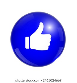 3d bubble with thumbs up. like illustration concept for social media