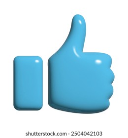 3D Bubble vector Thumbs up icon. Blue Like Ok icons hand shape. Good Button symbol positive Inflatable Y2k Png Balloon Vector illustration isolated on transparent background