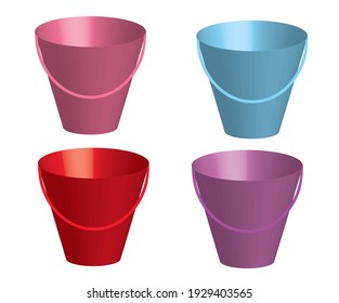 3D bucket in four colors