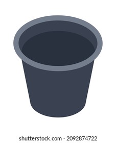 Icono de simulación de cubo 3d para el proyecto de juego. Contenedor de cubo de vectores para lavado doméstico e ilustración limpia