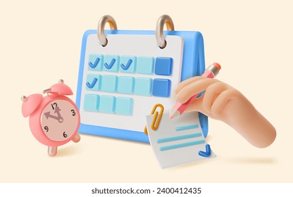 3d Budget Planning Managing Income and Expenses Business Concept Cartoon Style. Vector illustration of Money Savings Estimation