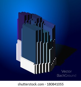 3D Building with behinde shine