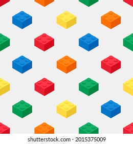 3d Building block brick toy, Seamless vector pattern, primary color and cream background. Brick toy design seamless for fashion, fabric, print, wall, backdrop and wallpaper, vector illustration