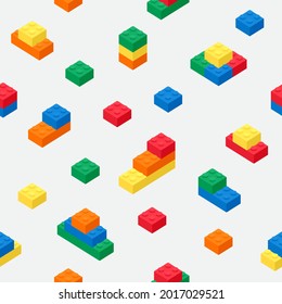 3d Building block brick toy, Seamless vector pattern, primary color and cream background. Brick toy design seamless for fashion, fabric, print, wall, backdrop and wallpaper, vector illustration