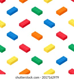 3d Building block brick toy, Seamless vector pattern, primary color and cream background. Brick toy design seamless for fashion, fabric, print, wall, backdrop and wallpaper, vector illustration