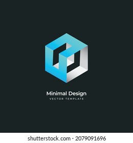 3d building box minimal logo template. Vector illustration