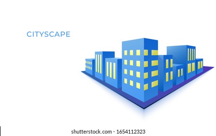 3d building cityscape background. modern architecture urban landscape. vector illustration
