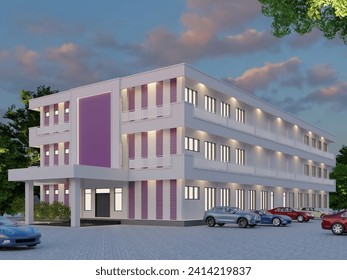 3D building design for examples of campus buildings. apartments, hotels and others