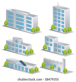 3d Building Icons Set. Architectures Image