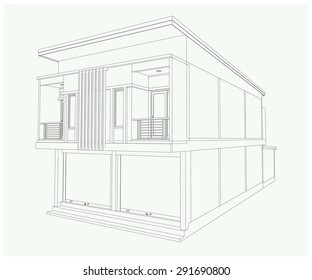 3D building  isolated on white - Vector illustration