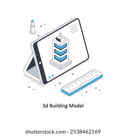 Construção 3D Modelo ilustração de estoque isométrica. EPS Ilustração do estoque de arquivos