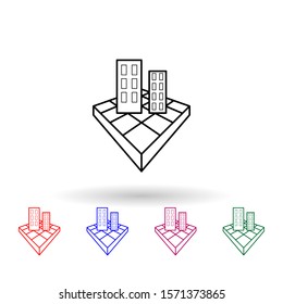 3d building multi color icon. Simple thin line, outline vector of navigation icons for ui and ux, website or mobile application
