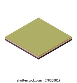 3D Building: Vector isometric green grass ground.