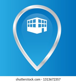 3d buildings and map pin. logo concept. Designed for your web site design, logo, app, UI