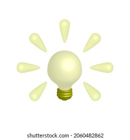 3d bulb illustration for icon, vector