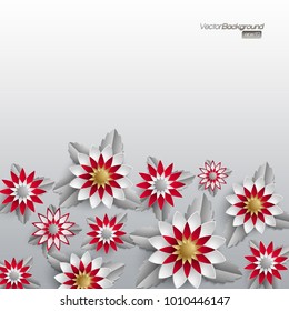 3D bunch of arabesque style colorful flowers on white background