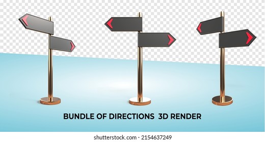 3D bundle of directions, sign,  place village, city