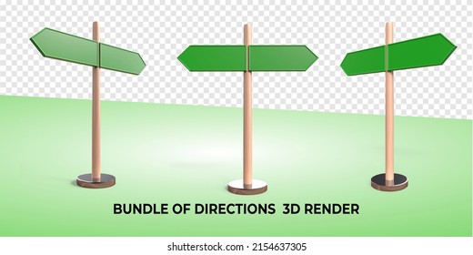 3D bundle of directions, sign,  place village, city