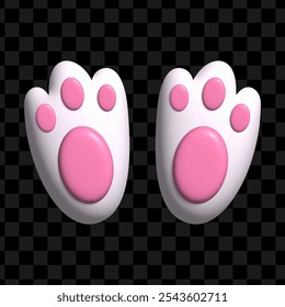 3d bunny paw. Rabbit footprint isolated