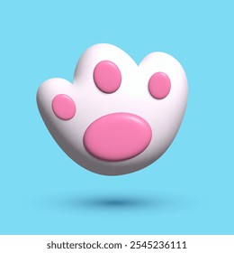 3d bunny paw. Rabbit footprint isolated