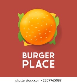 3d burger top view realistic vector illustration