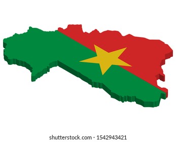 3D Burkina Faso map flag Vector illustration eps 10