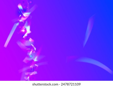 3d Burst. Glare Template. Falling Tinsel. Purple Laser Background. Digital Design. Party Ribbon. Carnival Glitter. Happy Iridescent Explosion. Pink 3d Burst