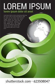 3d business abstract background with globe, vector illustration