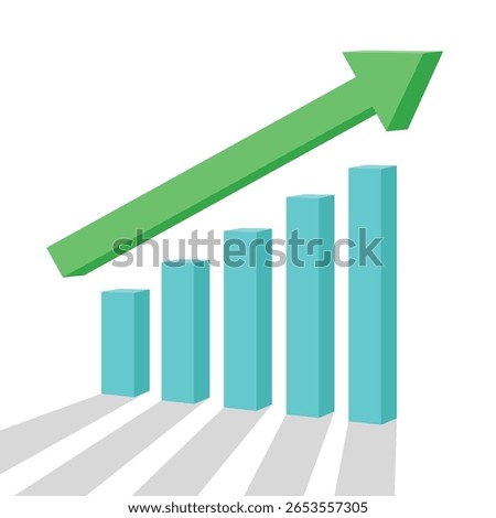 3D business arrow graph going up represent business profit and economic growth report