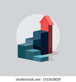 3d Business Arrow Step Staircase Info Graphics. Vector Illustration. Can Be Used For Workflow Layout, Banner, Number Options, Step Up Options, Web Design, Diagram.