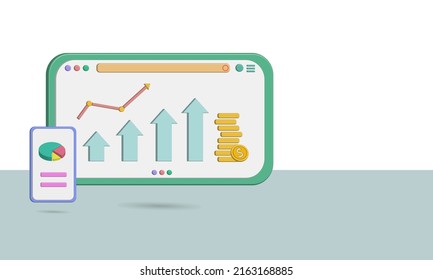 3D business chart icon about inflation and economic theme, best for your property images presentation